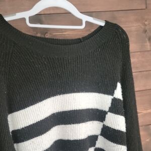 Black and White Striped Women's Sweater